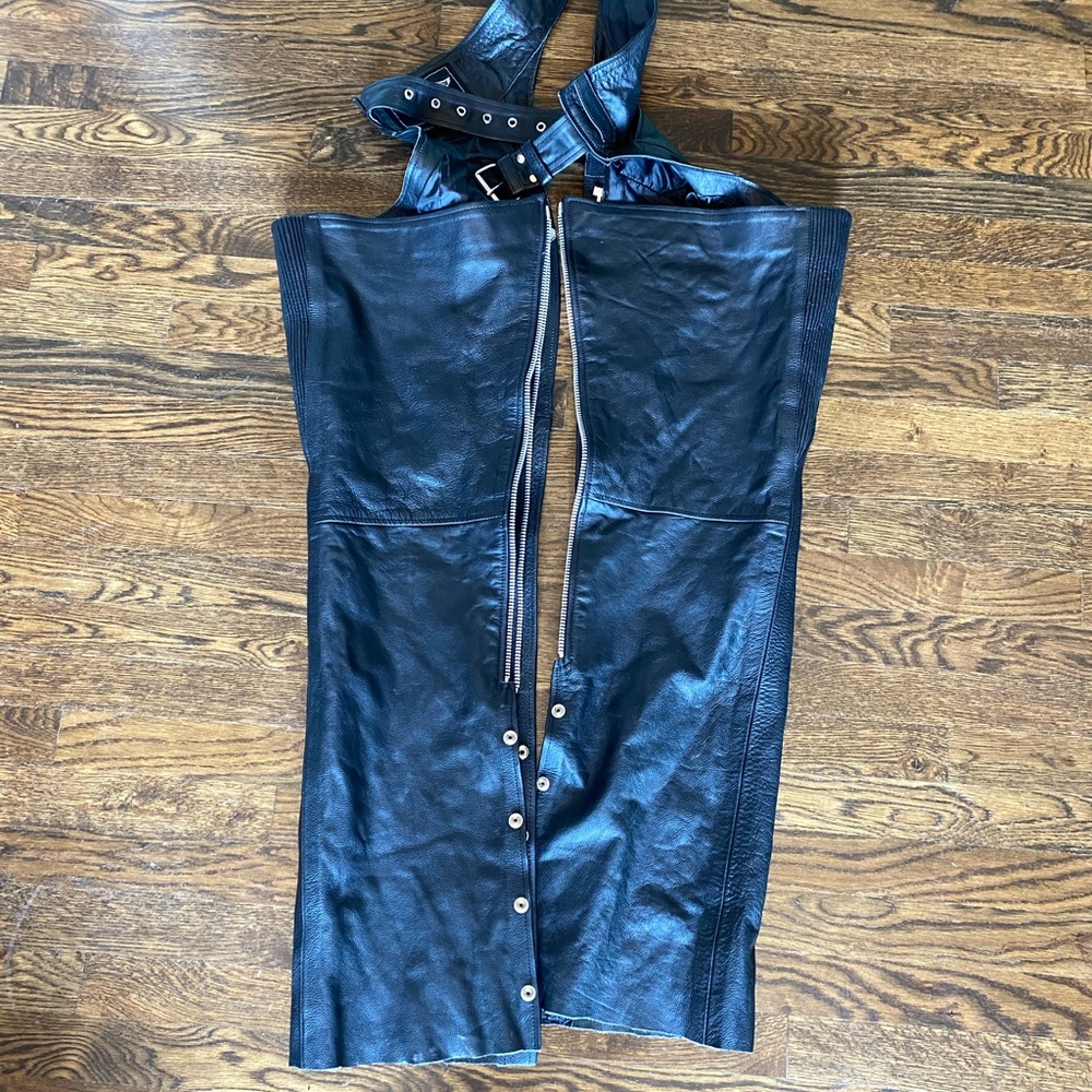 Black leather chaps